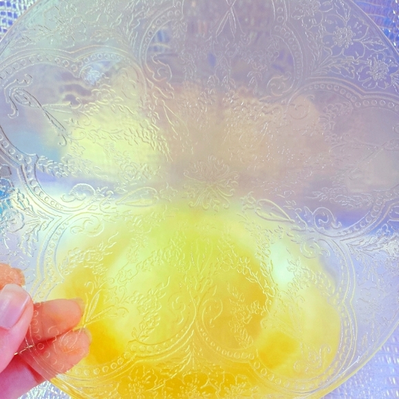Indiana Glass Horseshoe Yellow Sandwich Glass Salad Plates Set of 8 - Picture 1 of 2